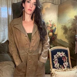 VINTAGE LEATHER COAT, Suede and Leather combo, Fits xs -m
